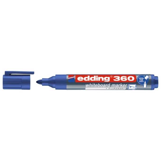 Edding E-360 – Pennarello Per Lavagna Bianca – Blu – Punta Media – Inchiostro A Asciugatura Rapida